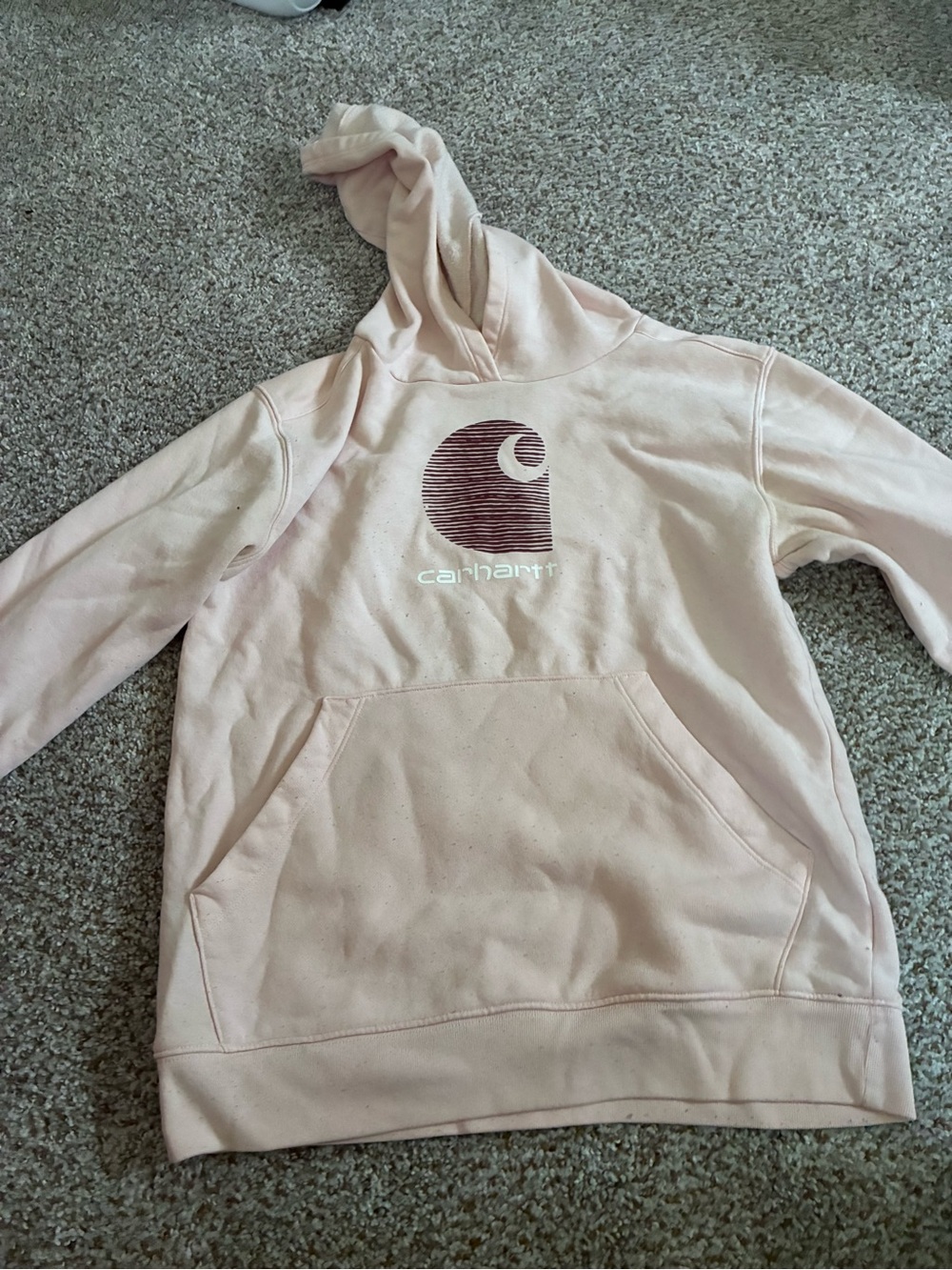 Carhartt Soft Pink Fleece-Lined Hoodie with Black Logo Tag
